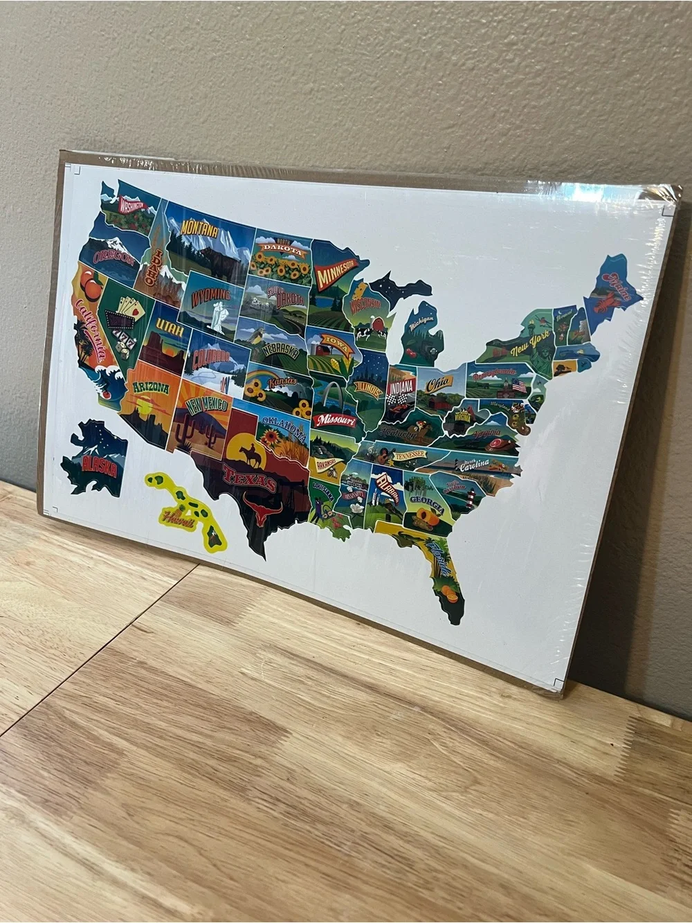 New USA 50 States Travel Map Sticker Set Sealed